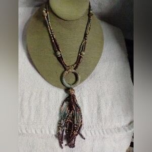 Long wood 🪵🪓 beads African ethnic tribal necklace